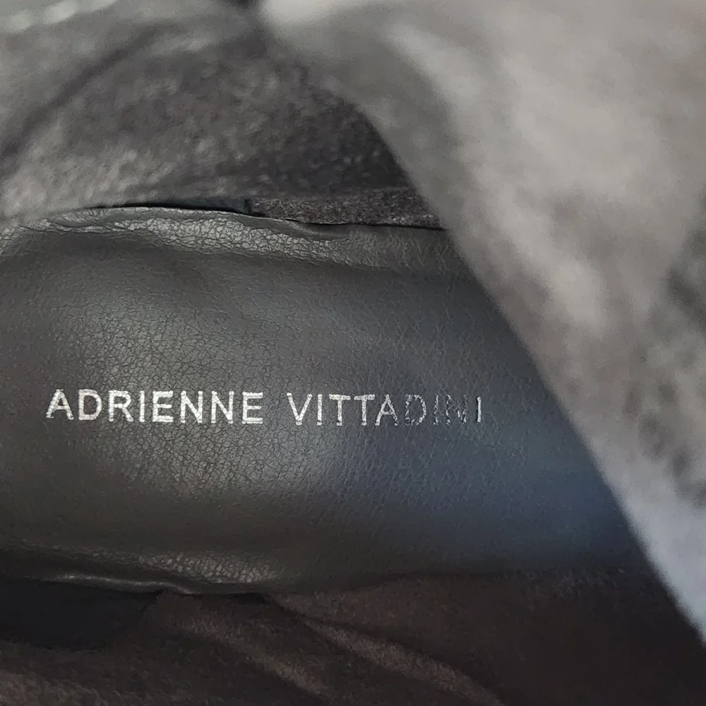 Adrienne Vittadini Trailer Black Leather Block Heel Lace-Up Boots Size 10 M - Picture 11 of 13